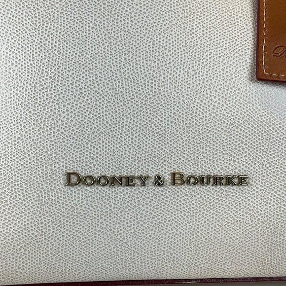 Dooney & Bourke Shelby Shopper Shoulder Tote Bag White Tan Leather Wristlet Set - Picture 9 of 16